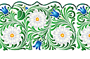 Szeroki bordiur z kwiatów stokrotek i dzwonków - szablony do bordiur z roślinami