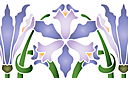 Fioletowe irysy - szablony do bordiur z roślinami