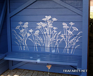 Wystrój ławki ogrodowej - szablon do dekoracji