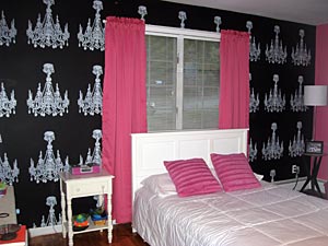 Sypialnia dziewczynki - szablon do dekoracji
