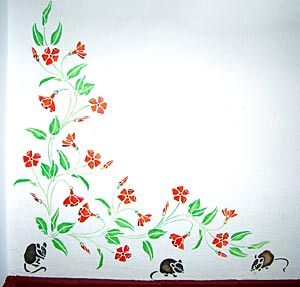 Myszy i barwinek - szablon do dekoracji